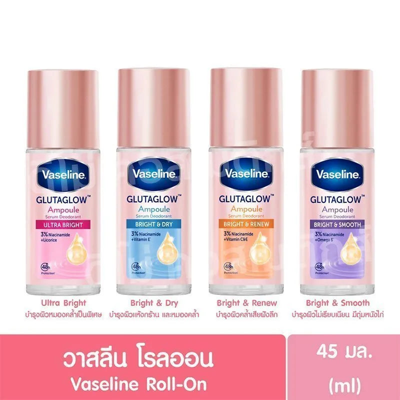 Vaseline BLUE Roll On GlutaGlow Ampoule Bright & Dry Deodorant 45ml