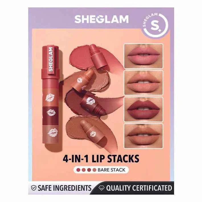 sheglam Mega Lip Stacks-Nude-Bare Stack 4 in 1