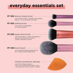 Real Techniques Everyday Essentials Brushes And Sponge Set