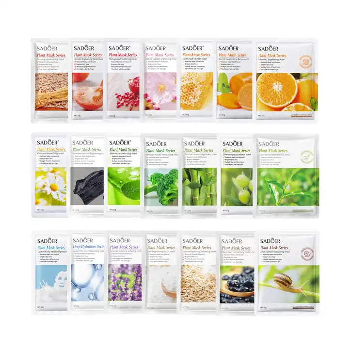 SADOER Pack of 12 Soothing Brightening Face Sheet Mask